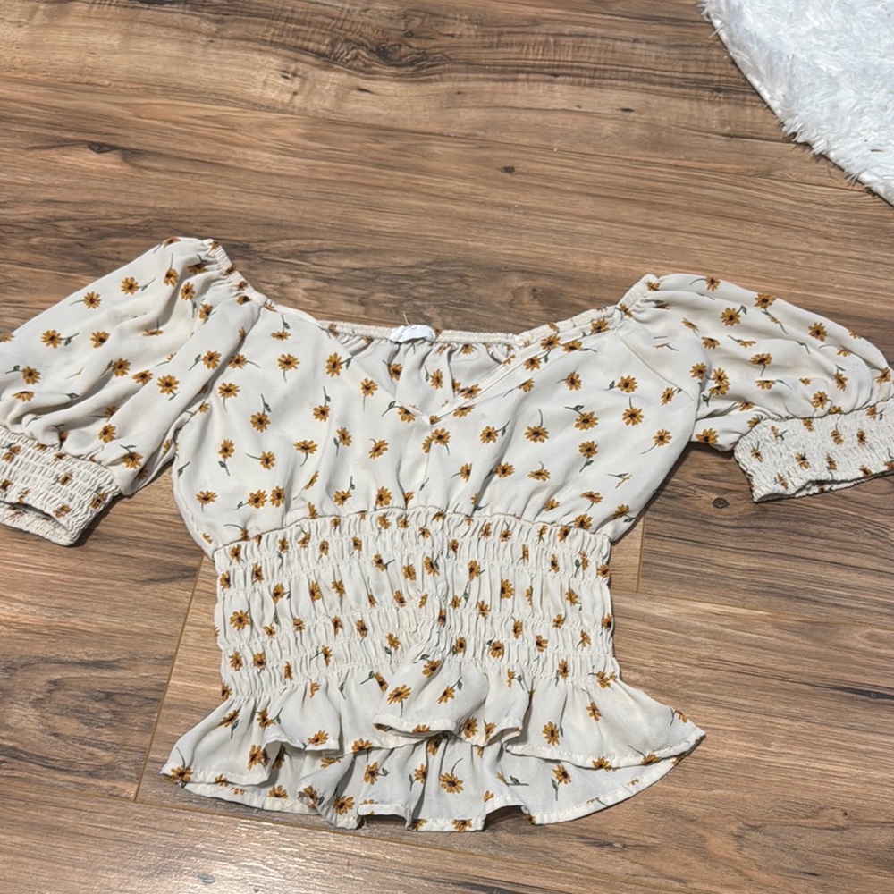 Sienna Sky Cream Floral Smocked Blouse